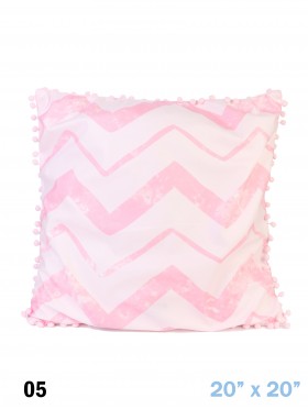Large Pink Cushion W/ Little Pompoms, Cushion & Filler